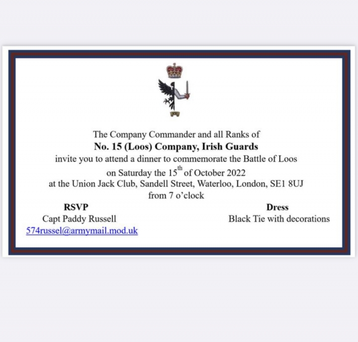 Battle of Loos Dinner with Irish Guards Union Jack Club