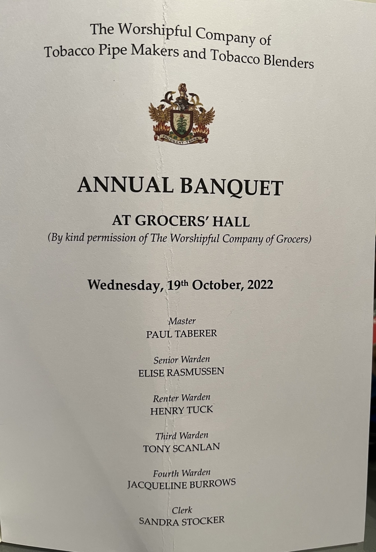 Annual Banquet Grocers' Hall